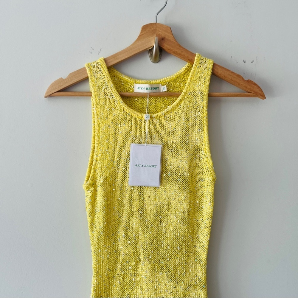 New ASTA RESORT Natalia Dress - Chartreuse Sequin Size XSโโโ - Picture 3 of 6